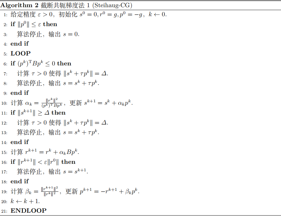 截断共轭梯度法算法伪代码